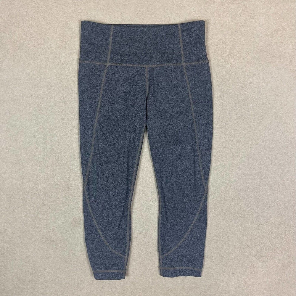 Athleta Yoga Capri Leggings Womens S Gray Mid Rise Stretch Athletic Fit